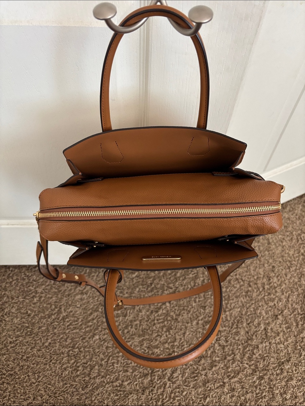 Michael Kors Brown Pebbled Leather Satchel with Gold Hardware - Picture 5 of 7